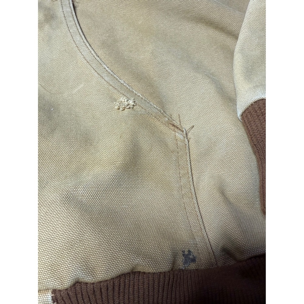 Carhartt Workwear Active Jacket Full Zip Hooded Canvas Coat Beige XL Vintage - Picture 13 of 16